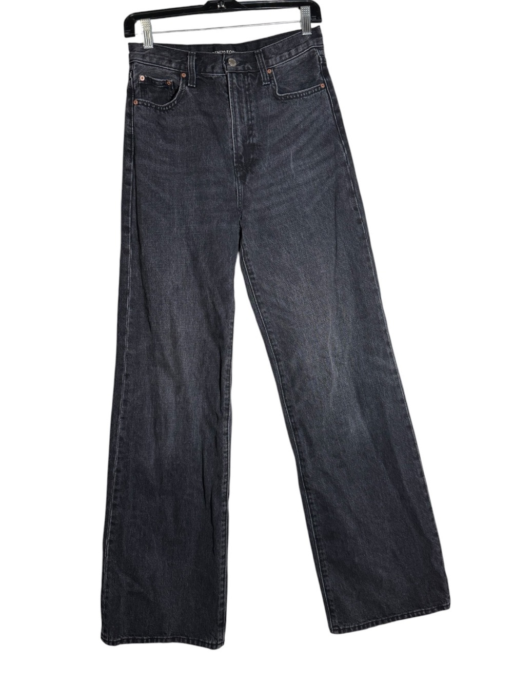 DENIM FORUM The Coco High Rise Wide Leg 33L Jeans Washed Black Size 26 Aritzia